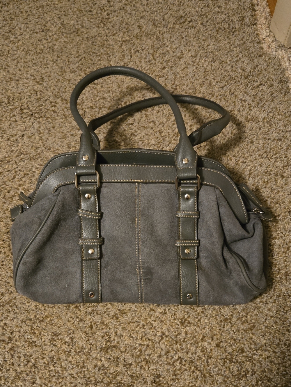 100% Vinyl- Classic- Gray- Women's- Satchel- Handbag